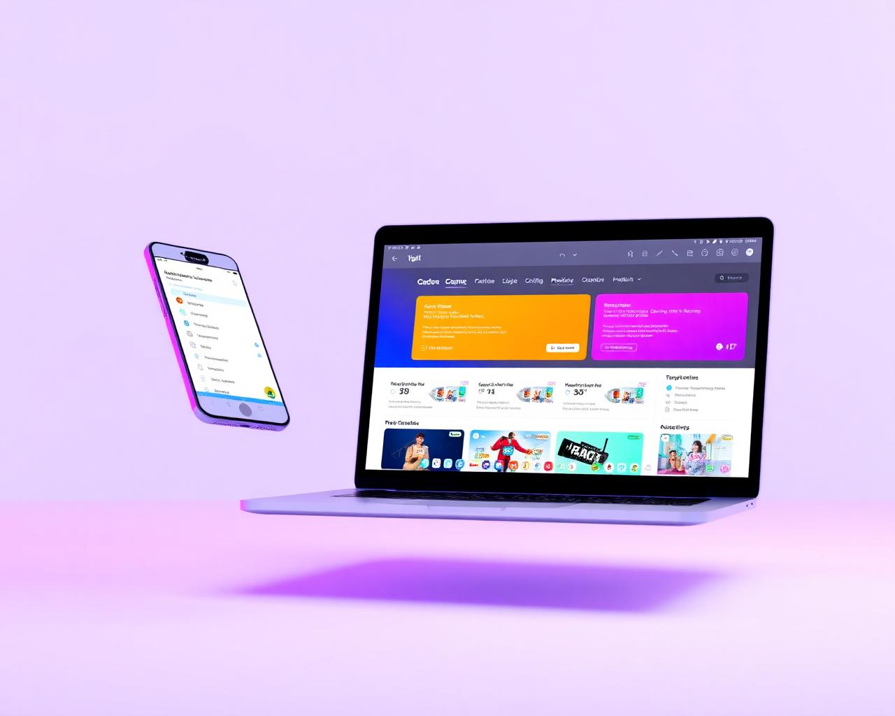 Course interface shown on a laptop and smartphone